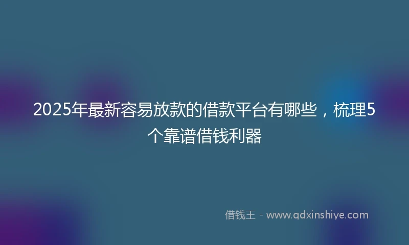 2025年最新容易放款的借款平台有哪些，梳理5个靠谱借钱利器