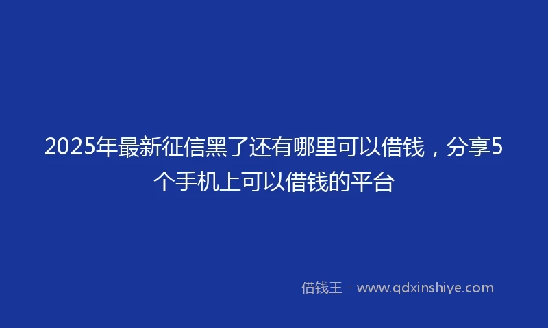 2025年最新征信黑了还有哪里可以借钱，分享5个手机上可以借钱的平台