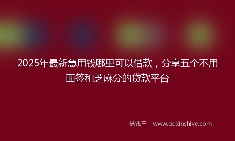 2025年最新急用钱哪里可以借款，分享五个不用面签和芝麻分的贷款平台