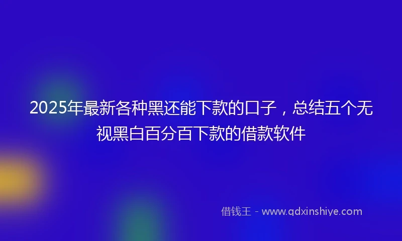 2025年最新各种黑还能下款的口子，总结五个无视黑白百分百下款的借款软件