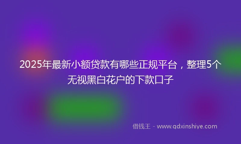 2025年最新小额贷款有哪些正规平台，整理5个无视黑白花户的下款口子