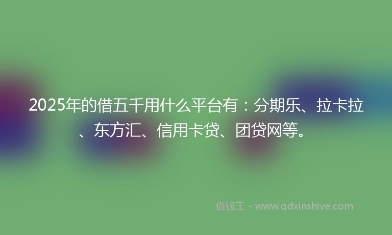 2025年的借五千用什么平台有：分期乐、拉卡拉、东方汇、信用卡贷、团贷网等。