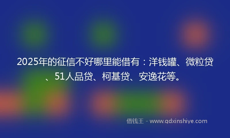 2025年的征信不好哪里能借有：洋钱罐、微粒贷、51人品贷、柯基贷、安逸花等。