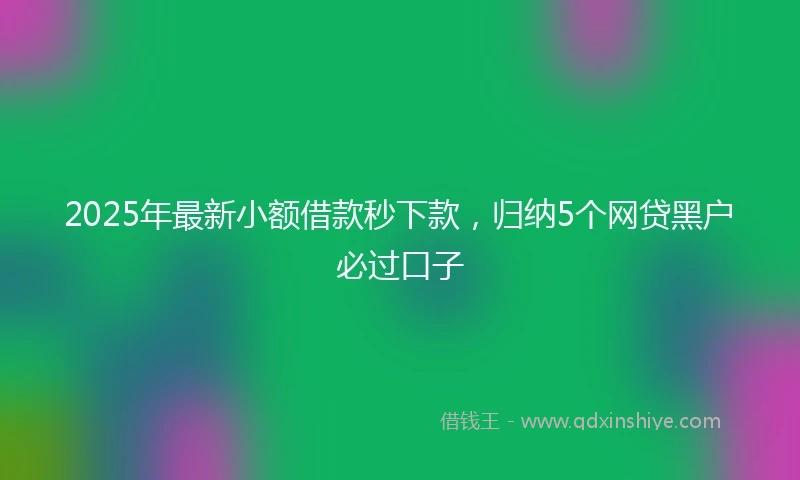 2025年最新小额借款秒下款，归纳5个网贷黑户必过口子