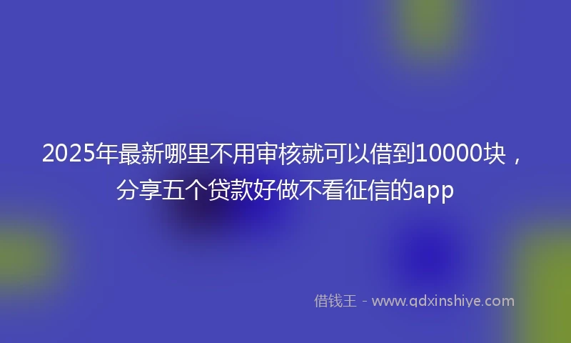2025年最新哪里不用审核就可以借到10000块，分享五个贷款好做不看征信的app