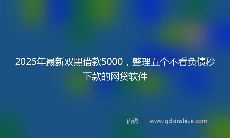 2025年最新双黑借款5000，整理五个不看负债秒下款的网贷软件