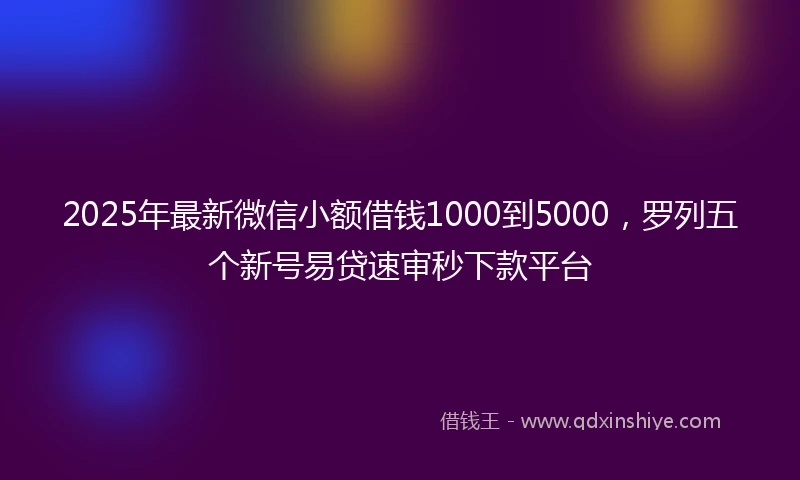 2025年最新微信小额借钱1000到5000，罗列五个新号易贷速审秒下款平台