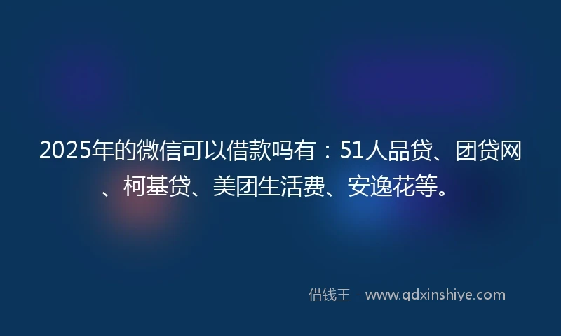 2025年的微信可以借款吗有：51人品贷、团贷网、柯基贷、美团生活费、安逸花等。