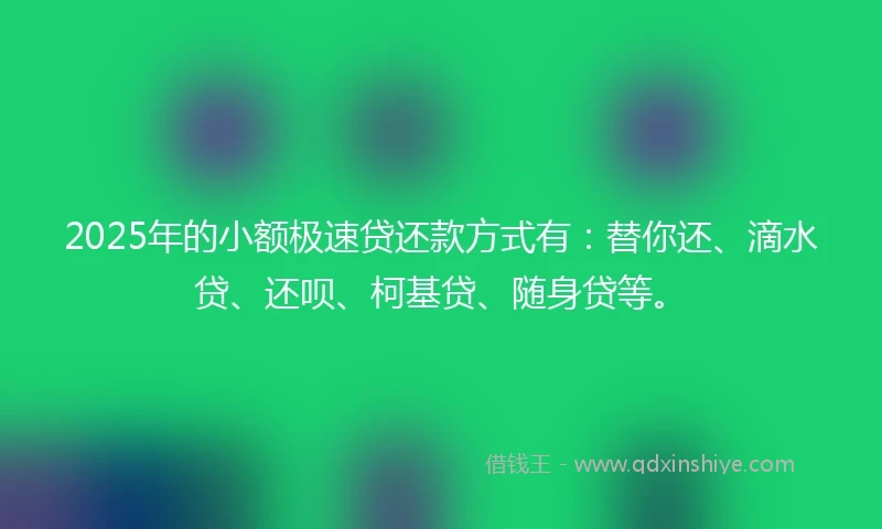 2025年的小额极速贷还款方式有：替你还、滴水贷、还呗、柯基贷、随身贷等。