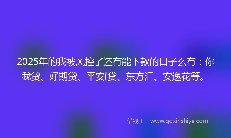 2025年的我被风控了还有能下款的口子么有：你我贷、好期贷、平安i贷、东方汇、安逸花等。