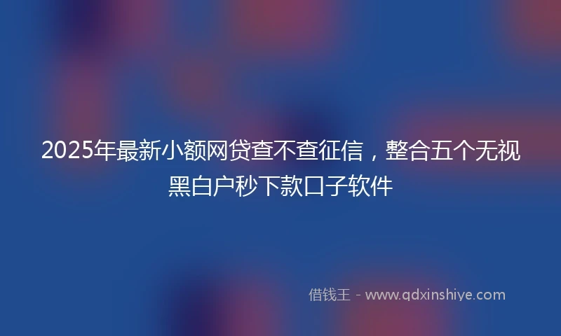 2025年最新小额网贷查不查征信，整合五个无视黑白户秒下款口子软件
