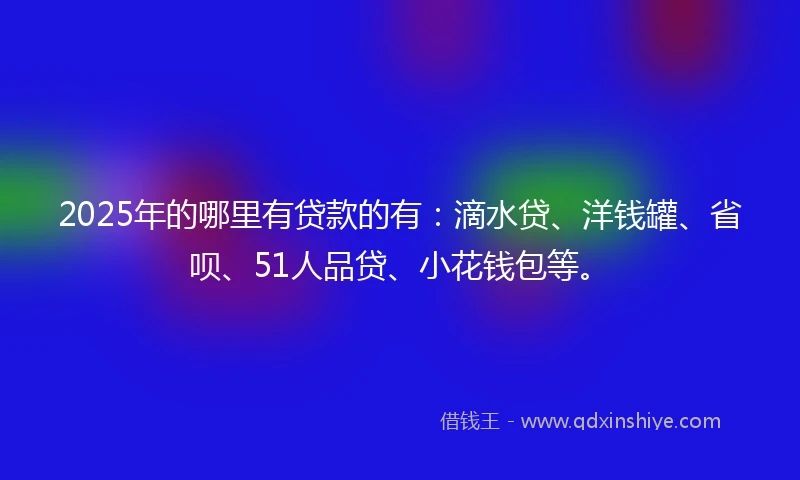 2025年的哪里有贷款的有：滴水贷、洋钱罐、省呗、51人品贷、小花钱包等。