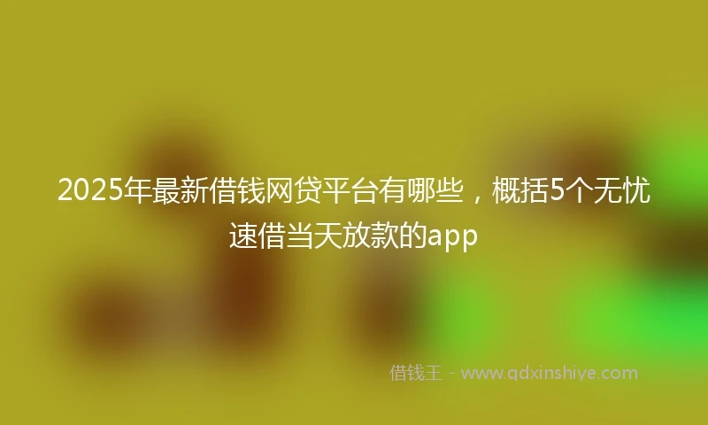 2025年最新借钱网贷平台有哪些，概括5个无忧速借当天放款的app