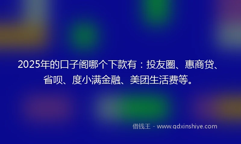 2025年的口子阁哪个下款有：投友圈、惠商贷、省呗、度小满金融、美团生活费等。