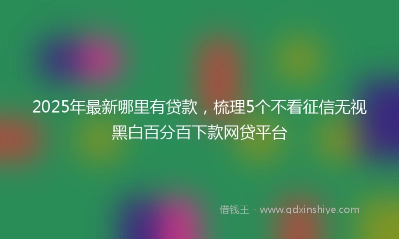 2025年最新哪里有贷款，梳理5个不看征信无视黑白百分百下款网贷平台