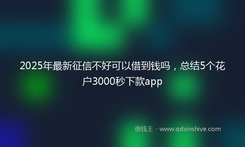 2025年最新征信不好可以借到钱吗，总结5个花户3000秒下款app