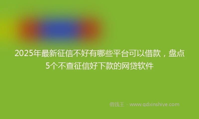 2025年最新征信不好有哪些平台可以借款，盘点5个不查征信好下款的网贷软件