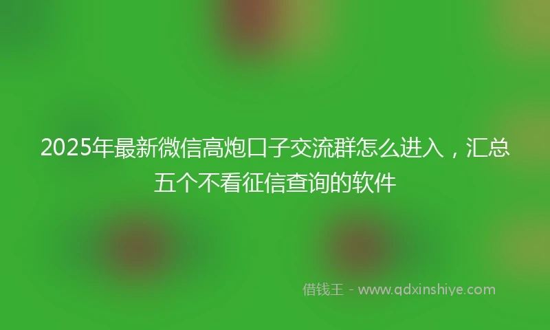 2025年最新微信高炮口子交流群怎么进入，汇总五个不看征信查询的软件