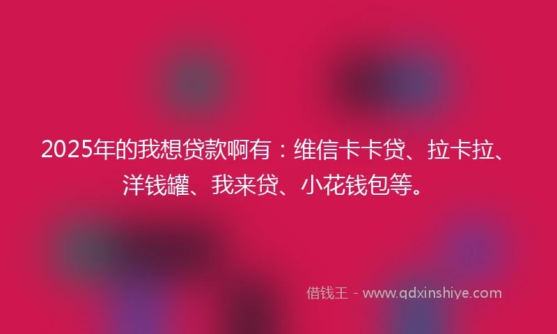 2025年的我想贷款啊有：维信卡卡贷、拉卡拉、洋钱罐、我来贷、小花钱包等。