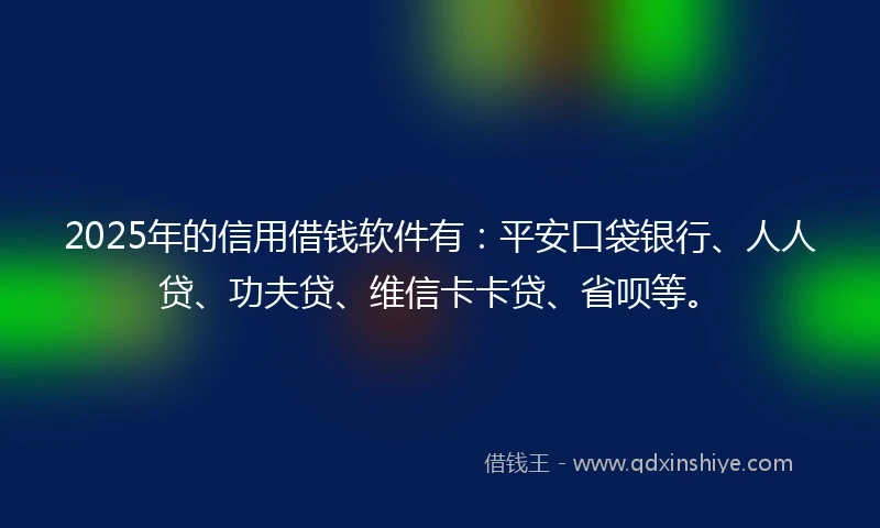 2025年的信用借钱软件有：平安口袋银行、人人贷、功夫贷、维信卡卡贷、省呗等。