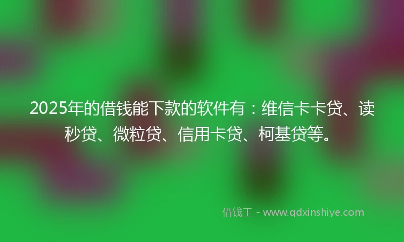 2025年的借钱能下款的软件有：维信卡卡贷、读秒贷、微粒贷、信用卡贷、柯基贷等。