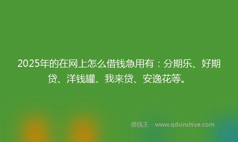 2025年的在网上怎么借钱急用有：分期乐、好期贷、洋钱罐、我来贷、安逸花等。