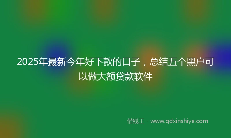 2025年最新今年好下款的口子，总结五个黑户可以做大额贷款软件
