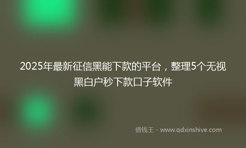 2025年最新征信黑能下款的平台，整理5个无视黑白户秒下款口子软件