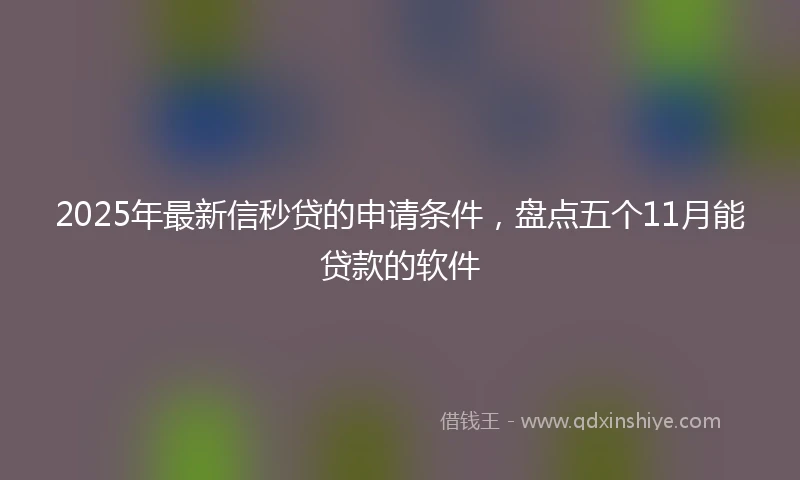 2025年最新信秒贷的申请条件，盘点五个11月能贷款的软件