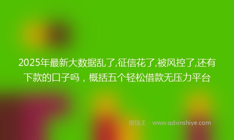 2025年最新大数据乱了,征信花了,被风控了,还有下款的口子吗，概括五个轻松借款无压力平台