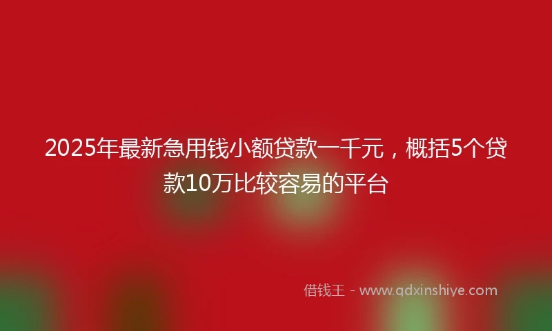 2025年最新急用钱小额贷款一千元，概括5个贷款10万比较容易的平台