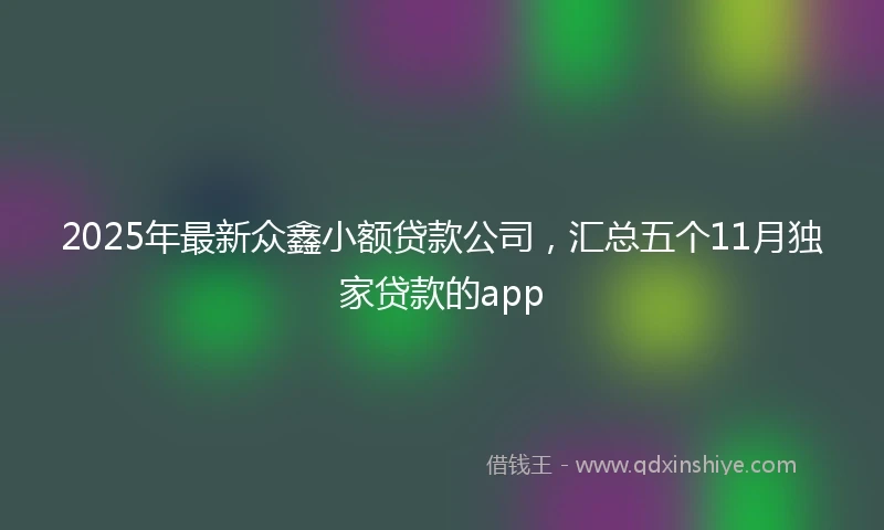2025年最新众鑫小额贷款公司，汇总五个11月独家贷款的app