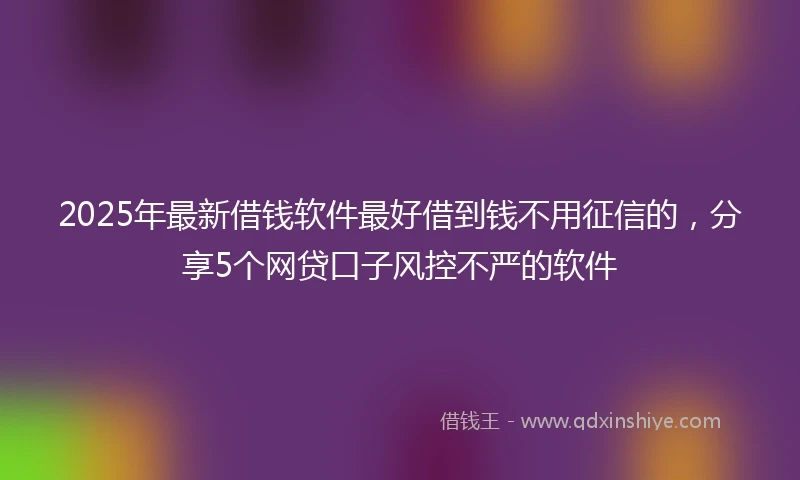 2025年最新借钱软件最好借到钱不用征信的，分享5个网贷口子风控不严的软件