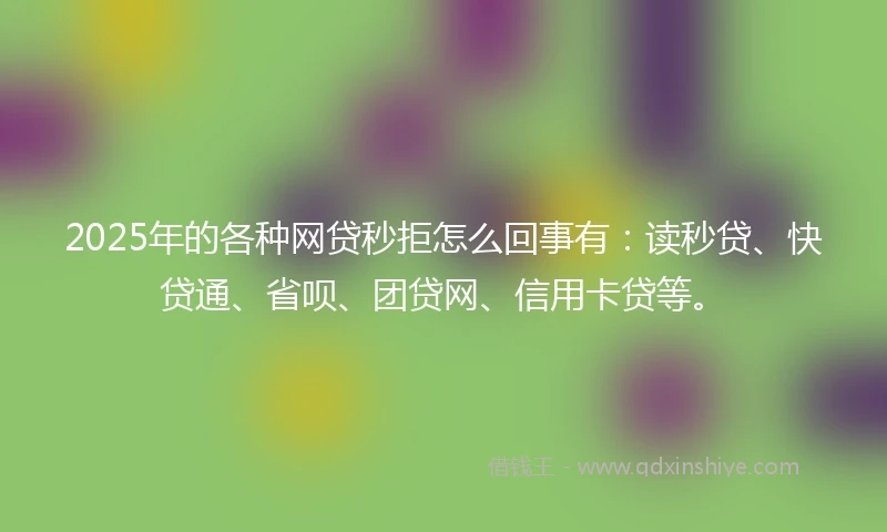 2025年的各种网贷秒拒怎么回事有：读秒贷、快贷通、省呗、团贷网、信用卡贷等。