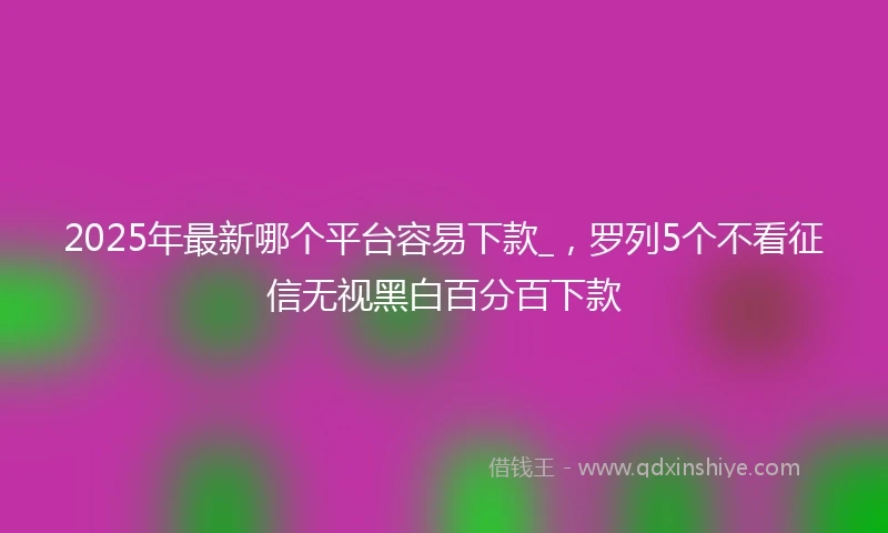 2025年最新哪个平台容易下款_，罗列5个不看征信无视黑白百分百下款