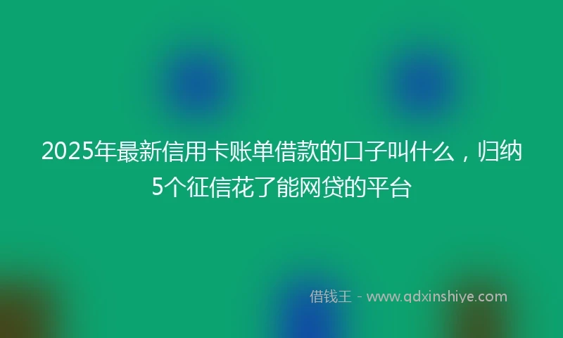 2025年最新信用卡账单借款的口子叫什么，归纳5个征信花了能网贷的平台