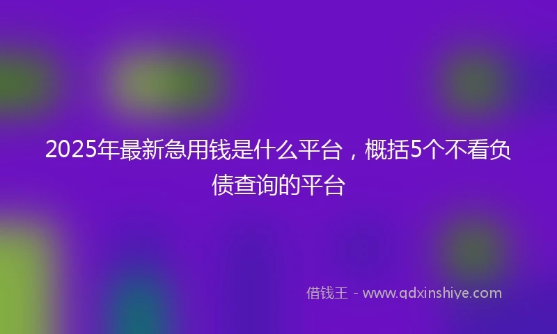 2025年最新急用钱是什么平台，概括5个不看负债查询的平台