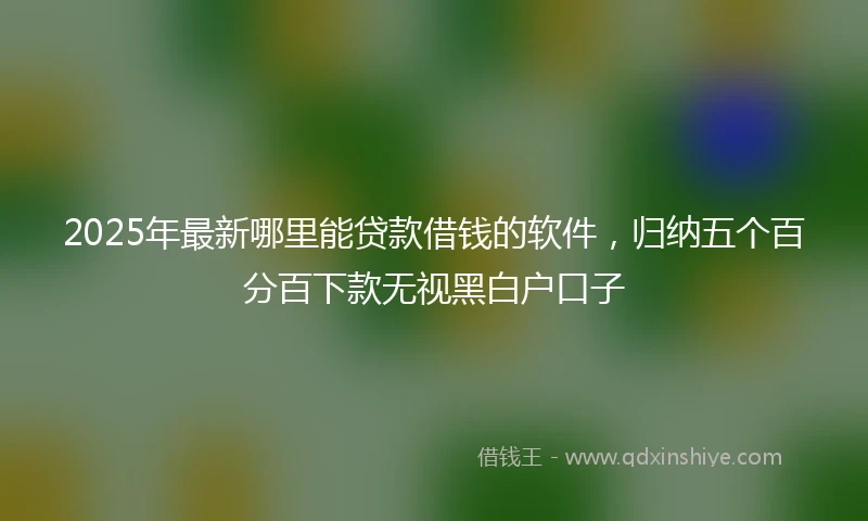 2025年最新哪里能贷款借钱的软件，归纳五个百分百下款无视黑白户口子