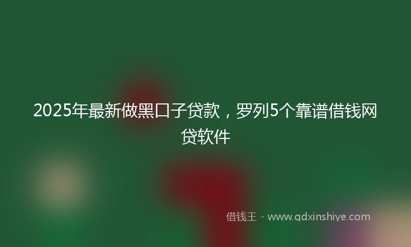 2025年最新做黑口子贷款，罗列5个靠谱借钱网贷软件