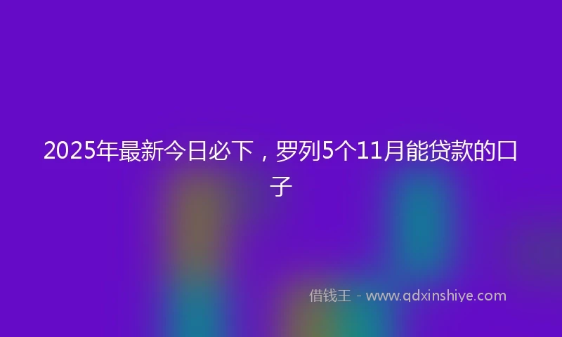 2025年最新今日必下，罗列5个11月能贷款的口子