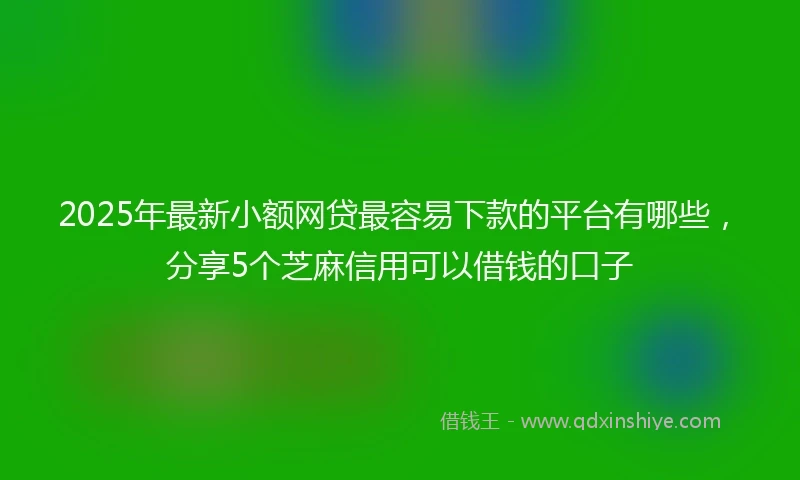 2025年最新小额网贷最容易下款的平台有哪些，分享5个芝麻信用可以借钱的口子