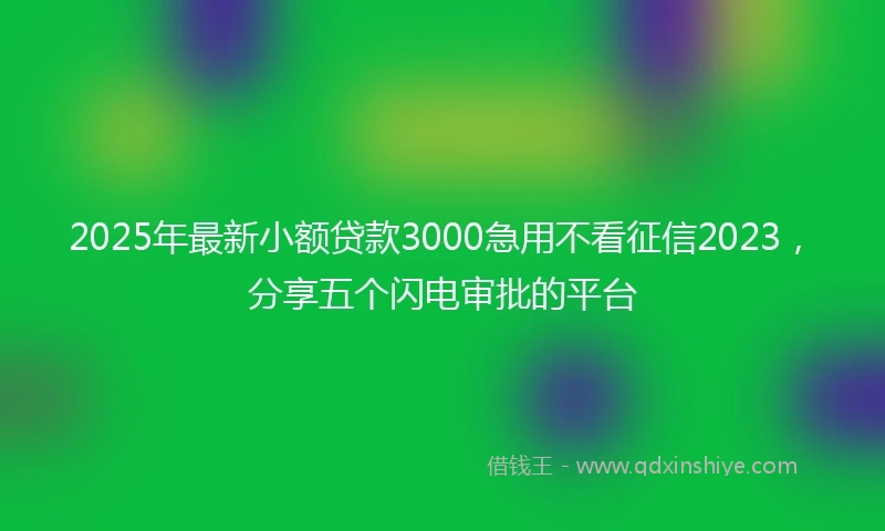 2025年最新小额贷款3000急用不看征信2023，分享五个闪电审批的平台