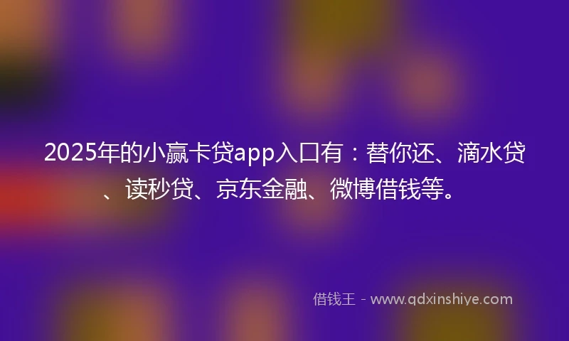 2025年的小赢卡贷app入口有：替你还、滴水贷、读秒贷、京东金融、微博借钱等。