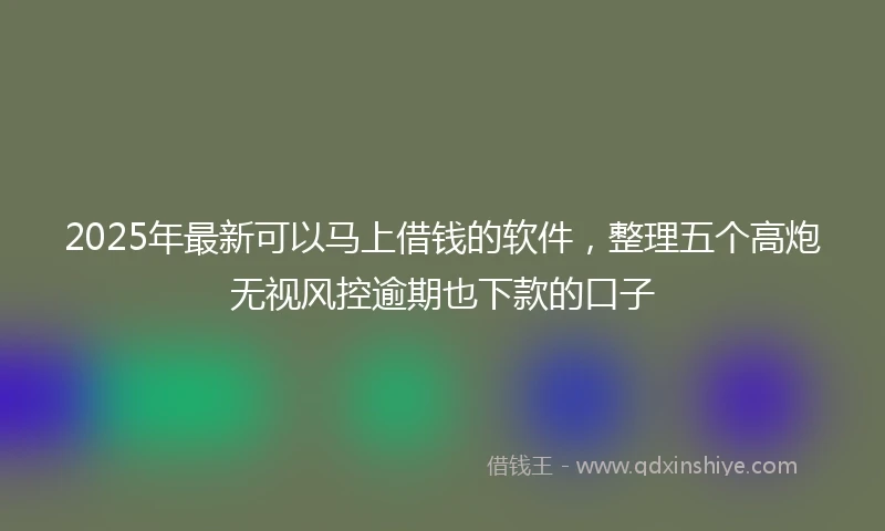2025年最新可以马上借钱的软件，整理五个高炮无视风控逾期也下款的口子