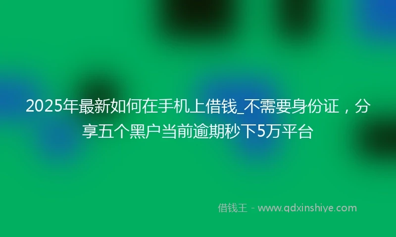 2025年最新如何在手机上借钱_不需要身份证，分享五个黑户当前逾期秒下5万平台