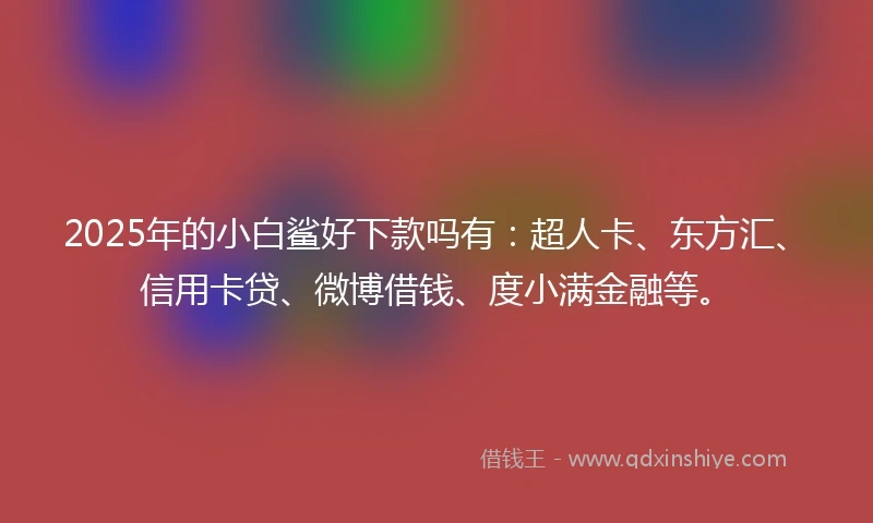 2025年的小白鲨好下款吗有：超人卡、东方汇、信用卡贷、微博借钱、度小满金融等。