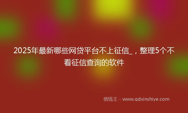2025年最新哪些网贷平台不上征信_，整理5个不看征信查询的软件