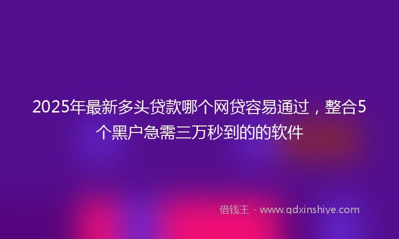 2025年最新多头贷款哪个网贷容易通过，整合5个黑户急需三万秒到的的软件