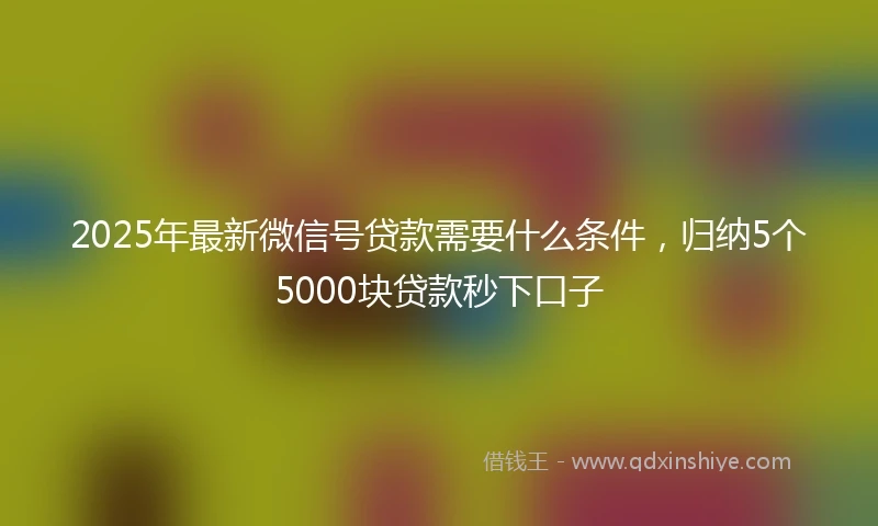 2025年最新微信号贷款需要什么条件，归纳5个5000块贷款秒下口子