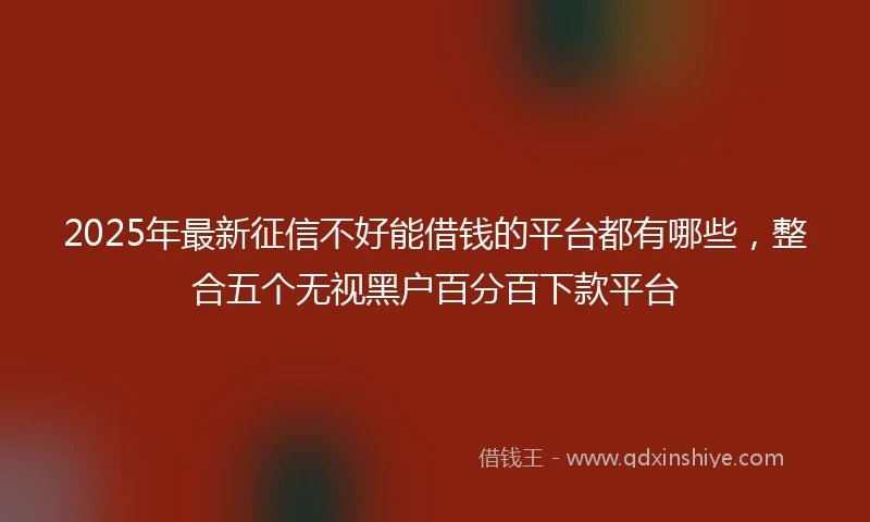 2025年最新征信不好能借钱的平台都有哪些，整合五个无视黑户百分百下款平台